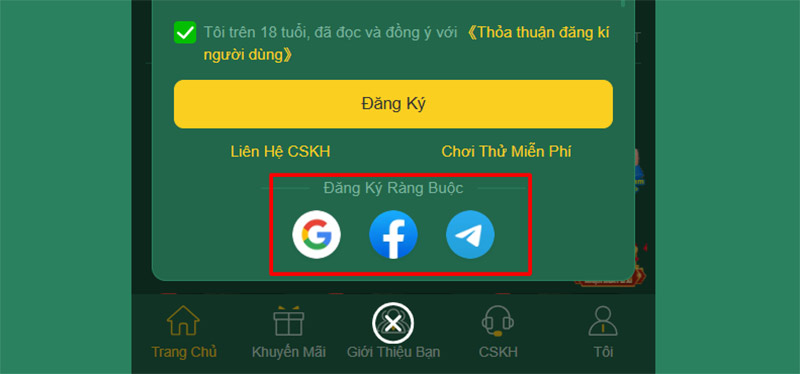 Đăng ký EV88: Hướng dẫn chi tiết từ A - Z cho người mới 2 Đăng ký liên kết mạng xã hội