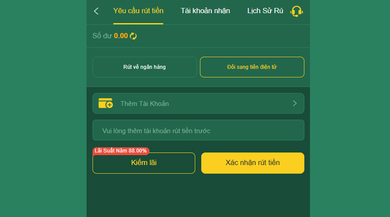 Rút tiền EV88: Thao tác nhanh gọn, nhận tiền liền tay 3 Rút tiền về ví tiền điện tử